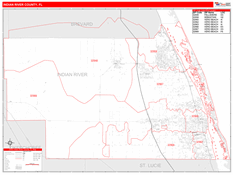 Indian River County, FL Digital Map Red Line Style